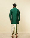 Forest Green and Cream Zari Detailed Traditional South Indian Dhoti Set image number 5